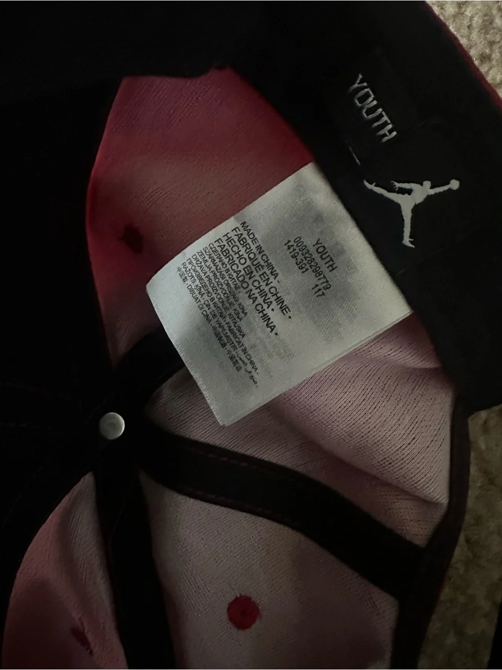 Jordan Black and Red Youth Cap with White Jumpman